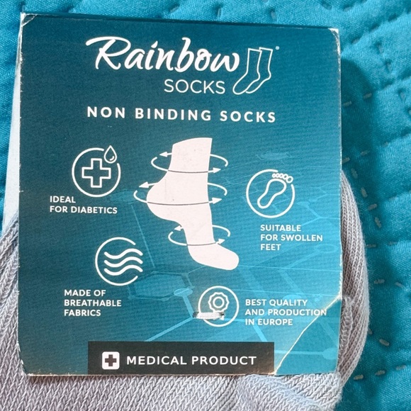 3/$15 Rainbow NON BINDING SOCKS Grey - Picture 4 of 5